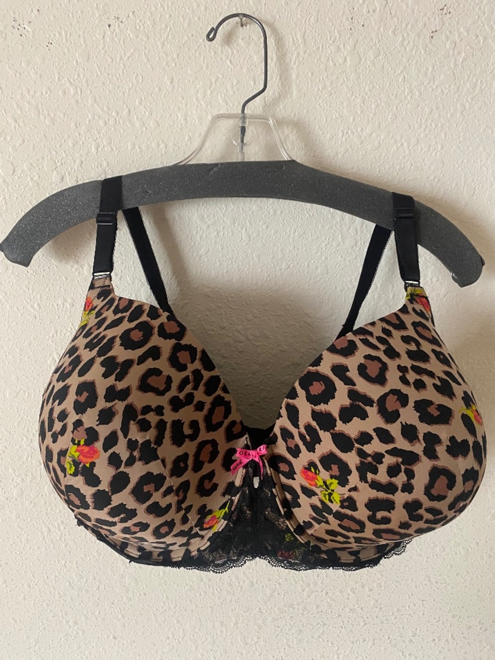 46DDD Leopard & Roses Plunge 360 Smoothing T-shirt Bra Torrid Betsy/ Johnson
